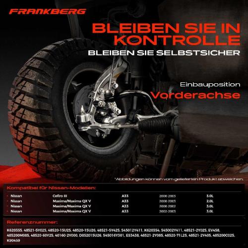 Frankberg 1x Querlenker Satz Vorderachse für Nissan Cefiro III Stufenheck Maxima/Maxima QX V 3.0L 2.0L 2000-2003 Bild Frankberg 1x Querlenker Satz Vorderachse für Nissan Cefiro III Stufenheck Maxima/Maxima QX V 3.0L 2.0L 2000-2003