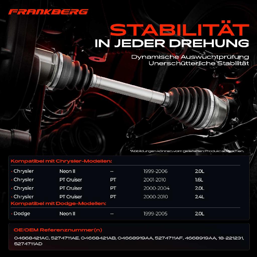 1x Antriebswelle Vorderachse Links für Chrysler Neon II PT Cruiser Dodge