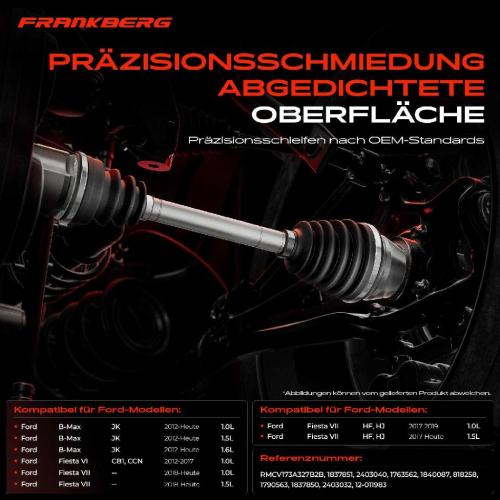 1x Antriebswelle Gelenksatz Vorderachse für Ford B-Max Van JK Fiesta VI CB1 CCN VII Bild 1x Antriebswelle Gelenksatz Vorderachse für Ford B-Max Van JK Fiesta VI CB1 CCN VII