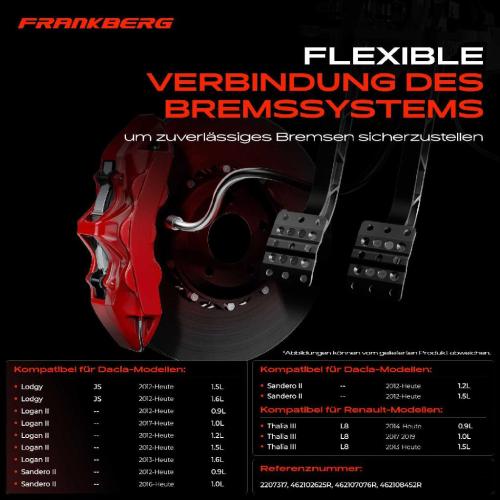 Frankberg 1x Bremsschlauch Bremsschläuche Vorderachse Links oder Rechts für Dacia Duster Sandero II Dokker Renault Bild Frankberg 1x Bremsschlauch Bremsschläuche Vorderachse Links oder Rechts für Dacia Duster Sandero II Dokker Renault