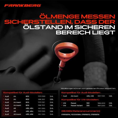 1x Ölmessstab Ölpeilstab Ölstab für VW Passat Audi A4 Avant 8D A6 Avant 4B 2.4L 1996-2005 Bild 1x Ölmessstab Ölpeilstab Ölstab für VW Passat Audi A4 Avant 8D A6 Avant 4B 2.4L 1996-2005
