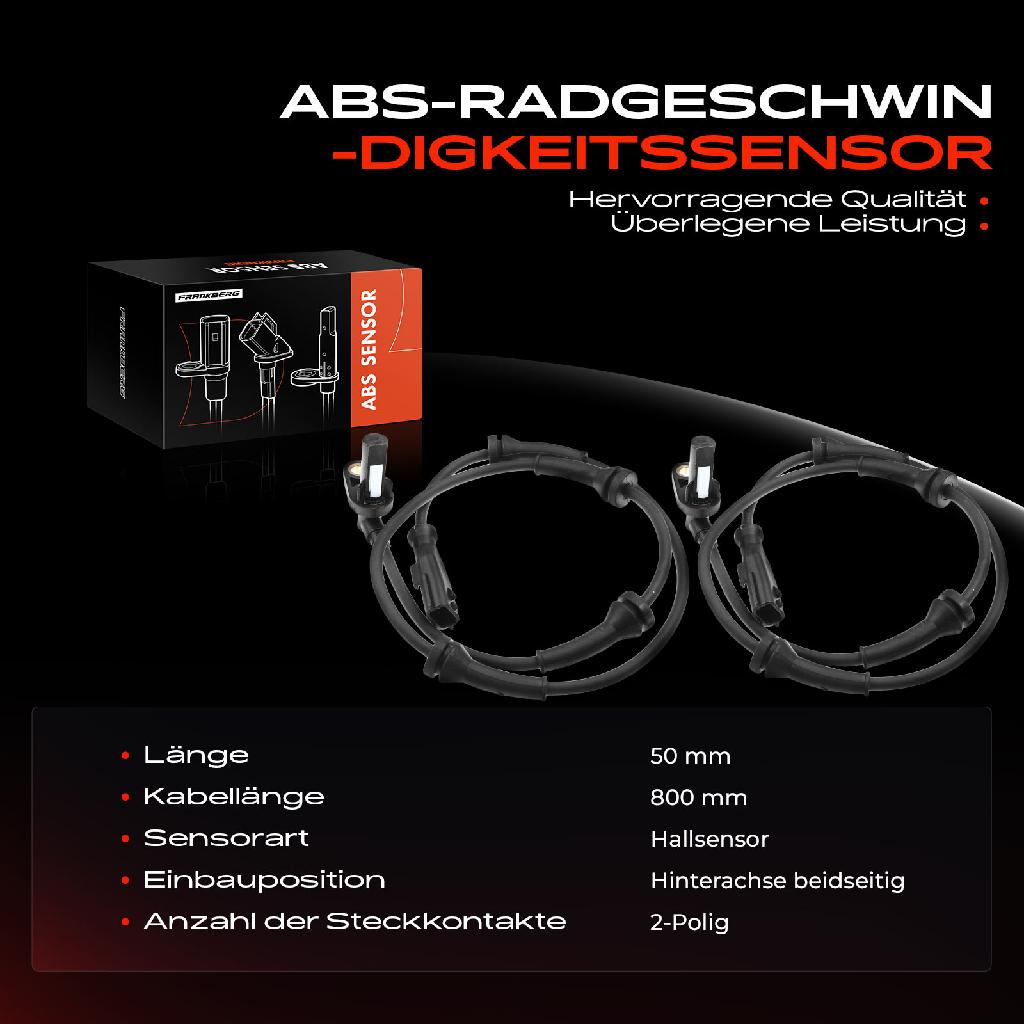 2x ABS Sensor Hinterachse beidseitig für Dacia Duster HM HS 1.2L 1.3L 1.5L 1.6L Bj ab 2010