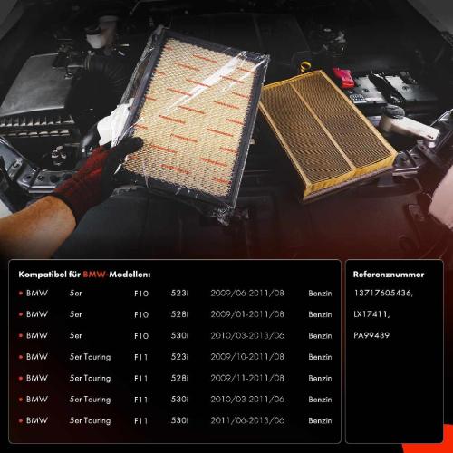 2x Luftfilter Filtereinsatz für BMW 5er F10 F11 Touring 523 528 530i 2009-2013 Bild 2x Luftfilter Filtereinsatz für BMW 5er F10 F11 Touring 523 528 530i 2009-2013