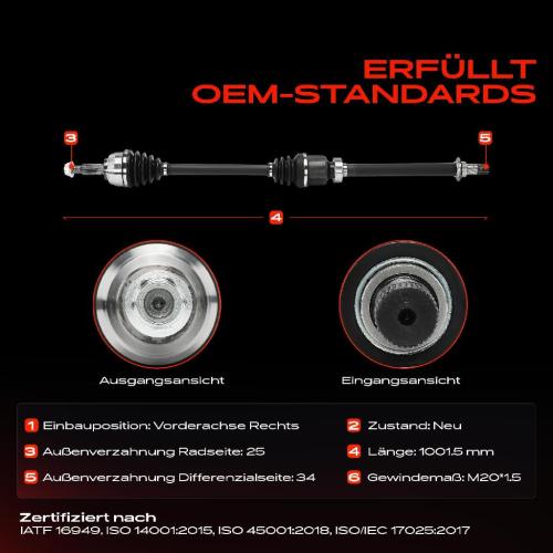 Frankberg 1x Antriebswelle Vorderachse Rechts für Renault Megane IV Stufenheck 1.5L Bj ab 2017 Bild Frankberg 1x Antriebswelle Vorderachse Rechts für Renault Megane IV Stufenheck 1.5L Bj ab 2017