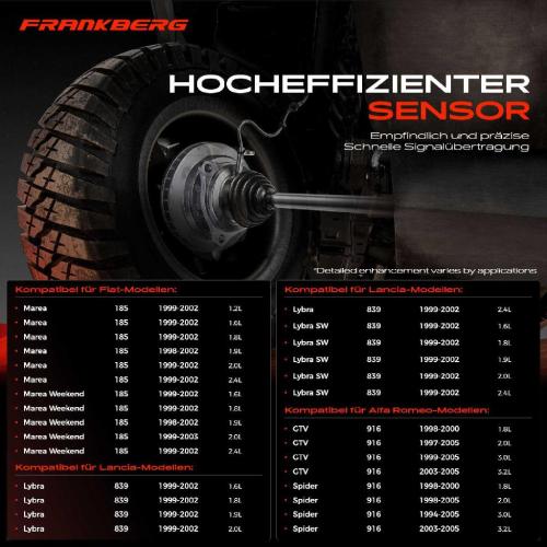 Frankberg 1x ABS Sensor Vorderachse links für Alfa Romeo GTV Spider Fiat Marea Weekend Lancia Lybra SW 1.8L 1994-2005 Bild Frankberg 1x ABS Sensor Vorderachse links für Alfa Romeo GTV Spider Fiat Marea Weekend Lancia Lybra SW 1.8L 1994-2005