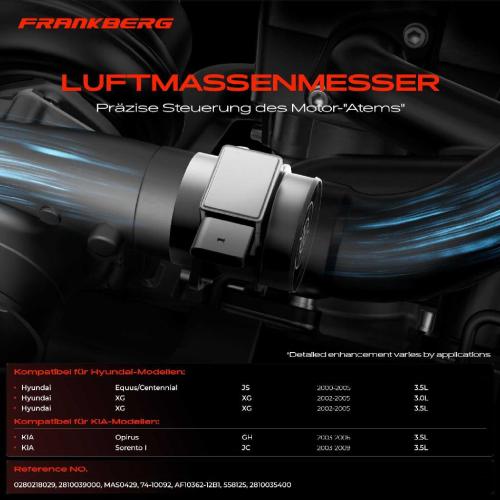 1x Luftmassenmesser für Hyundai Equus/Centennial JS XG XG KIA Opirus GH Sorento I JC 3.5L 3.0L 2000-2009 Bild 1x Luftmassenmesser für Hyundai Equus/Centennial JS XG XG KIA Opirus GH Sorento I JC 3.5L 3.0L 2000-2009