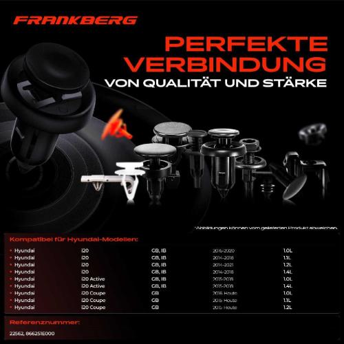 Frankberg 10x Befestigungsclips Stoßstange für Hyundai i20 KIA Cee'D Niro Sorento III Bild Frankberg 10x Befestigungsclips Stoßstange für Hyundai i20 KIA Cee'D Niro Sorento III