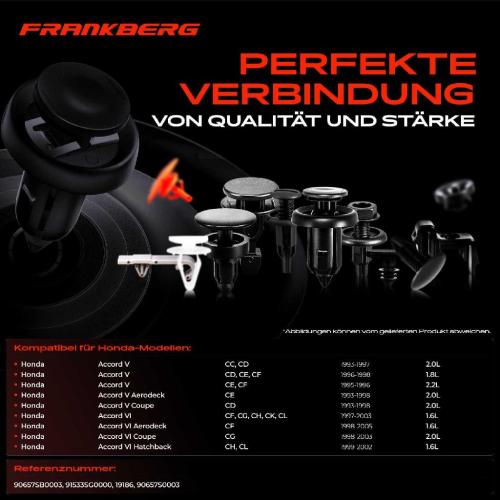 Frankberg 10x Befestigungsclips Radhaus für Honda Accord V VI CR-V Jazz Bild Frankberg 10x Befestigungsclips Radhaus für Honda Accord V VI CR-V Jazz