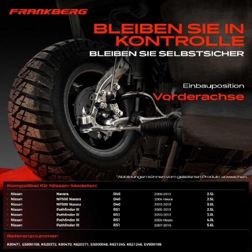 1x Querlenker Satz Vorderachse für Nissan Navara Pritsche/Fahrgestell NP300 Pathfinder III Bj ab 2004 Bild 1x Querlenker Satz Vorderachse für Nissan Navara Pritsche/Fahrgestell NP300 Pathfinder III Bj ab 2004