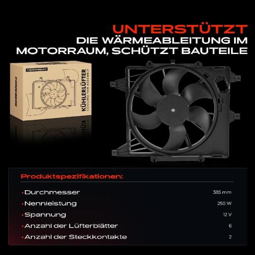Frankberg 1x Motorkühller Einfachlüfter mit Kühlerlüfterrahmen Renault Clio II Kangoo Megane I II Scénic I Bild Frankberg 1x Motorkühller Einfachlüfter mit Kühlerlüfterrahmen Renault Clio II Kangoo Megane I II Scénic I