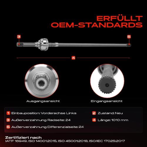 1x Antriebswelle Vorderachse Links für Land Rover Defender L316 2.2L 2.4L 2007-2016 Bild 1x Antriebswelle Vorderachse Links für Land Rover Defender L316 2.2L 2.4L 2007-2016