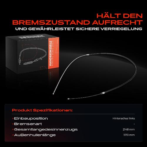 1x Seilzug Feststellbremse Hinterachse links für BMW 5er E60 5er Touring E61 520-550 Bild 1x Seilzug Feststellbremse Hinterachse links für BMW 5er E60 5er Touring E61 520-550