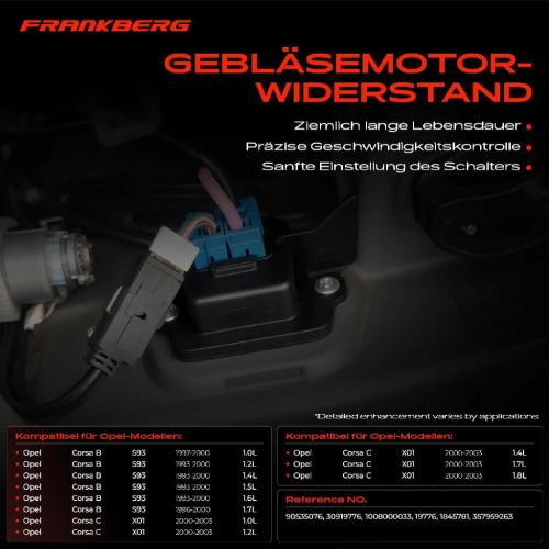 1x Widerstand Vorwiderstand Gebläsemotor für Opel Corsa B Kasten Corsa C 73_ 78_ 79_ F08 F68 Bild 1x Widerstand Vorwiderstand Gebläsemotor für Opel Corsa B Kasten Corsa C 73_ 78_ 79_ F08 F68