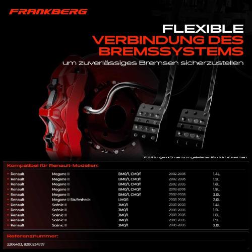 Frankberg 1x Bremsschlauch Bremsschläuche Vorderachse Links oder Rechts für Renault Scénic II Megane II Bild Frankberg 1x Bremsschlauch Bremsschläuche Vorderachse Links oder Rechts für Renault Scénic II Megane II