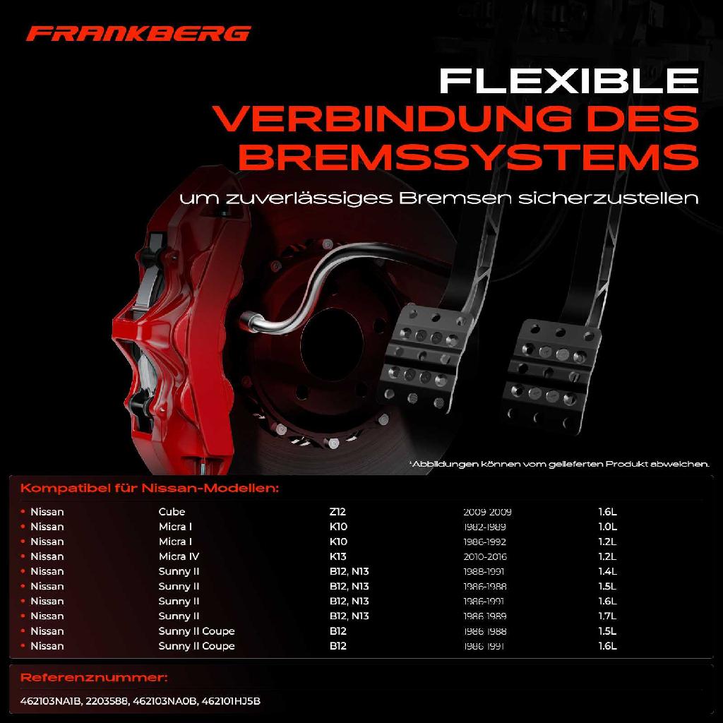 1x Bremsschlauch Bremsschläuche Hinterachse Links oder Rechts für Nissan Micra Sunny II Cherry