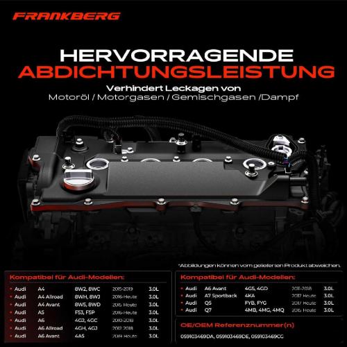 Frankberg 1x Ventildeckel Zylinderkopfhaube für Audi A6 4G Q5 FY A7 4KA A4 8W Q7 4M 3.0L Bild Frankberg 1x Ventildeckel Zylinderkopfhaube für Audi A6 4G Q5 FY A7 4KA A4 8W Q7 4M 3.0L