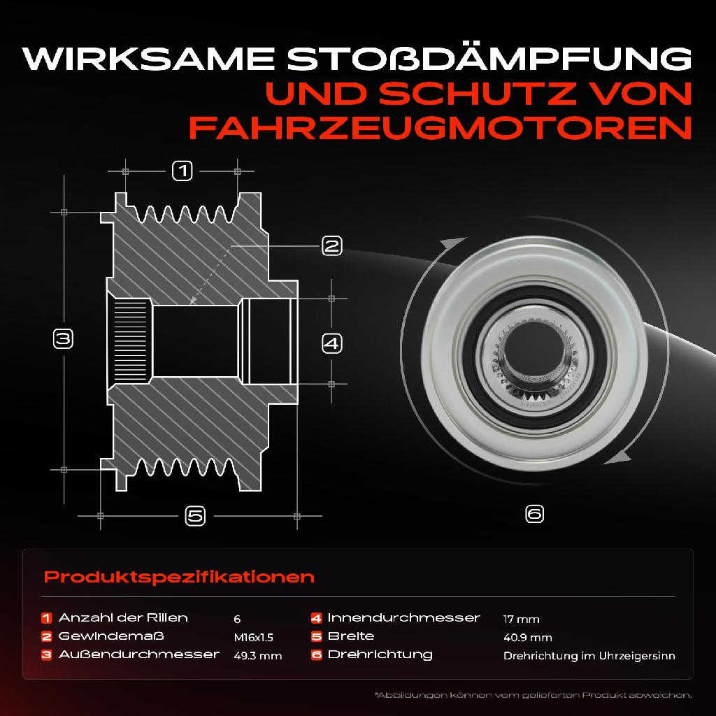 1x Generatorfreilauf Lichtmaschine für Mini R55 R56 R57 Citroën C3 C4 Peugeot 308