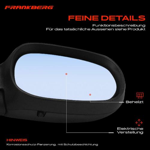 Frankberg 1x Außenspiegel Rechts für Renault Megane I BA0/1 EA0/1 DA0/1 KA0/1 LA0/1 1995-2008 Bild Frankberg 1x Außenspiegel Rechts für Renault Megane I BA0/1 EA0/1 DA0/1 KA0/1 LA0/1 1995-2008