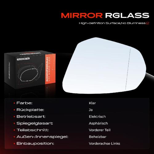 1x Spiegelglas Außenspiegel links für Audi Q2 GAB GAG Q3 Bj ab 2016 Bild 1x Spiegelglas Außenspiegel links für Audi Q2 GAB GAG Q3 Bj ab 2016