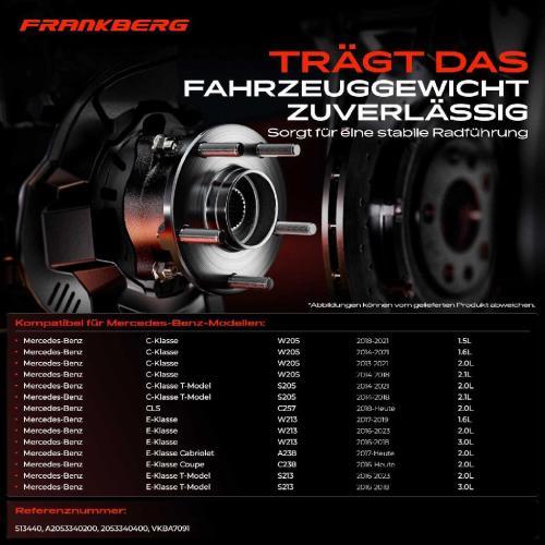 Frankberg 2x Radnabe Radlagersatz Vorderachse beidseitig für Mercedes-Benz W205 A205 C205 S205 C257 W213 A238 C238 S213 Bild Frankberg 2x Radnabe Radlagersatz Vorderachse beidseitig für Mercedes-Benz W205 A205 C205 S205 C257 W213 A238 C238 S213