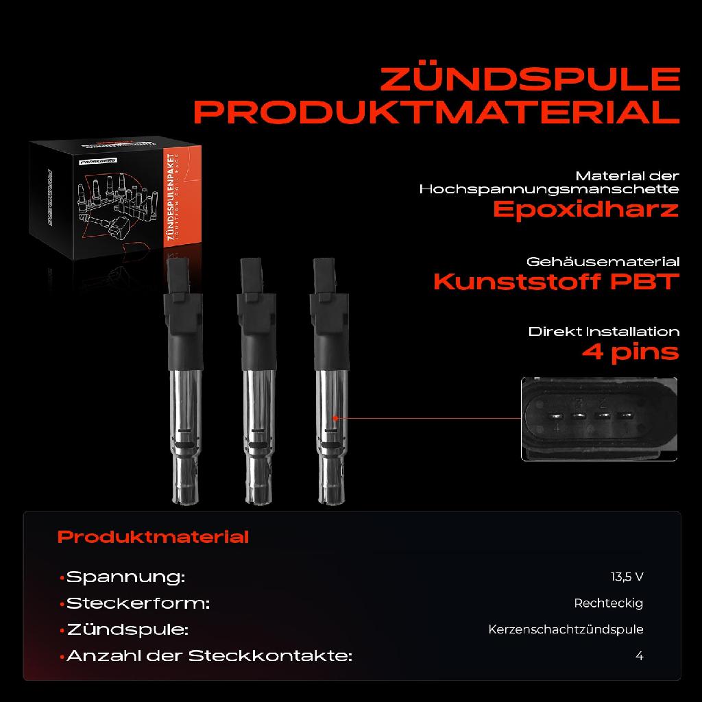 3x Zündmodul Zündspule für VW Golf Passat CC Variant Phaeton Touareg Transporter Bus Kasten