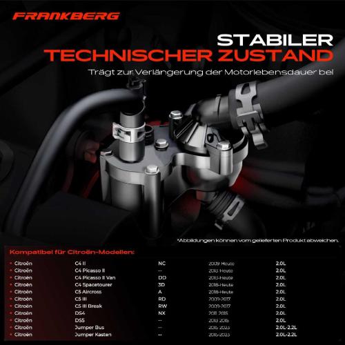 Frankberg 1x Thermostat Kühlmittel für Citroën C4 C5 Jumper Ford Focus 3 Mondeo 5 Peugeot 308 Bild Frankberg 1x Thermostat Kühlmittel für Citroën C4 C5 Jumper Ford Focus 3 Mondeo 5 Peugeot 308