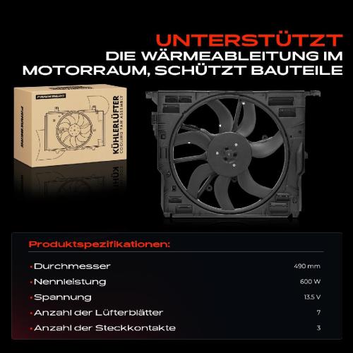 1x Motorkühller Einfachlüfter mit Kühlerlüfterrahmen BMW F11 530i F10 F07 F12 F13 F01 F02 Bild 1x Motorkühller Einfachlüfter mit Kühlerlüfterrahmen BMW F11 530i F10 F07 F12 F13 F01 F02