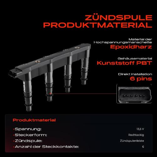 1x Zündspule Zündkerze für Citroën C2 C3 I C4 Coupe Peugeot 1007 206 Schrägheck SW 207 307 Break Bild 1x Zündspule Zündkerze für Citroën C2 C3 I C4 Coupe Peugeot 1007 206 Schrägheck SW 207 307 Break