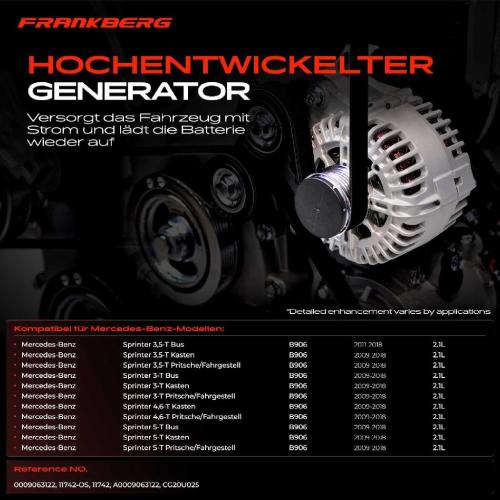 1x Lichtmaschine Generator für Mercedes-Benz Sprinter 3,5-T 4,6-T B906 2.1L Bild 1x Lichtmaschine Generator für Mercedes-Benz Sprinter 3,5-T 4,6-T B906 2.1L