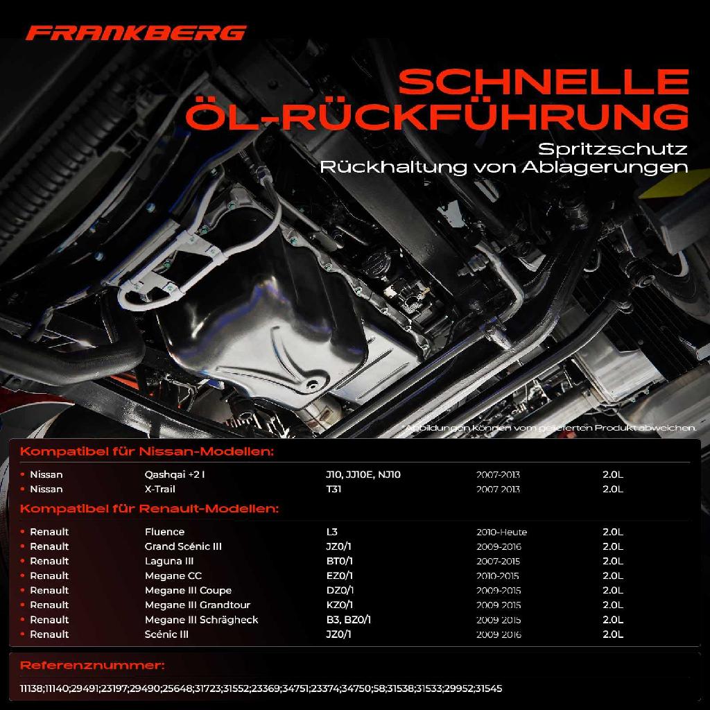 1x Ölwanne Motorölwanne für Nissan X-Trail T31 Qashqai Renault Laguna III Megane III 2.0L