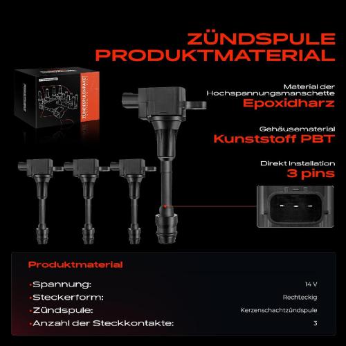 Frankberg 4x Zündmodul Zündspule für Nissan Primera P12 Primera Hatchback Primera Kombi WP12 X-Trail T30 Bild Frankberg 4x Zündmodul Zündspule für Nissan Primera P12 Primera Hatchback Primera Kombi WP12 X-Trail T30