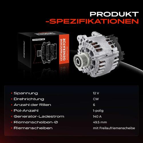 Frankberg 1x Lichtmaschine Generator für VW Golf Passat Tiguan Audi A3 8V A4 Skoda Seat Bild Frankberg 1x Lichtmaschine Generator für VW Golf Passat Tiguan Audi A3 8V A4 Skoda Seat