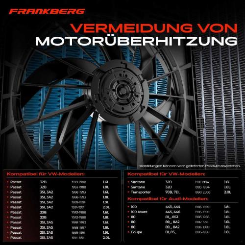 Frankberg 1x Motorkühller Einfachlüfter ohne Kühlerlüfterrahmen VW Transporter IV Passat Audi 100 80 Coupe Bild Frankberg 1x Motorkühller Einfachlüfter ohne Kühlerlüfterrahmen VW Transporter IV Passat Audi 100 80 Coupe