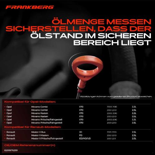 1x Ölmessstab Ölpeilstab Ölstab für Opel Movano Combi X70 Renault Master II Bus JD 2.5L Bild 1x Ölmessstab Ölpeilstab Ölstab für Opel Movano Combi X70 Renault Master II Bus JD 2.5L