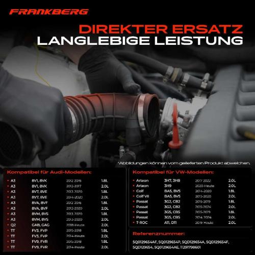 Frankberg 1x Ansaugschlauch, Luftfilter für VW Golf VII Passat Audi A3 TT Q2 Skoda Bild Frankberg 1x Ansaugschlauch, Luftfilter für VW Golf VII Passat Audi A3 TT Q2 Skoda