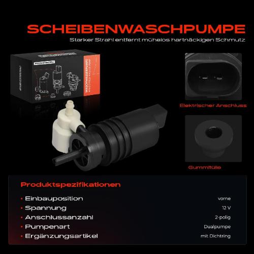 1x Waschwasserpumpe Scheibenreinigung Vorne für VW Polo Transporter V Bus Audi A3 A4 BMW Mercedes-Benz Bild 1x Waschwasserpumpe Scheibenreinigung Vorne für VW Polo Transporter V Bus Audi A3 A4 BMW Mercedes-Benz