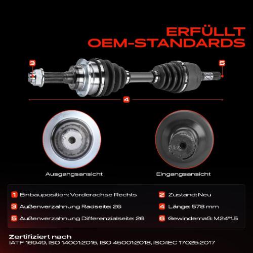 Frankberg 1x Antriebswelle Vorderachse Rechts für Ford Ranger EQ ER R Mazda B-Serie UN 2.5L Bild Frankberg 1x Antriebswelle Vorderachse Rechts für Ford Ranger EQ ER R Mazda B-Serie UN 2.5L