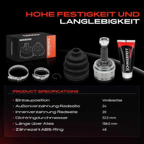 Frankberg 1x Antriebswelle Gelenksatz Vorderachse für KIA Picanto SA 1.0L 1.1L 2004-2011 Bild Frankberg 1x Antriebswelle Gelenksatz Vorderachse für KIA Picanto SA 1.0L 1.1L 2004-2011