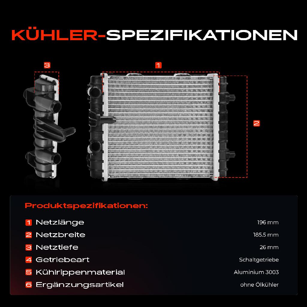 1x Kühler Wasserkühler Motorkühler für VW Golf VIII Tiguan Audi Q3 Seat Tarraco Skoda