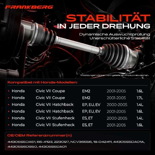 1x Antriebswelle Vorderachse Rechts für Honda Civic VII EM2 ES ET 2000-2005 Bild 1x Antriebswelle Vorderachse Rechts für Honda Civic VII EM2 ES ET 2000-2005