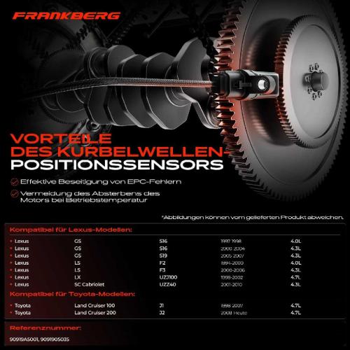 1x Kurbelwellensensor Impulsgeber für Lexus GS LS LX SC Toyota Land Cruiser 100 200 Bild 1x Kurbelwellensensor Impulsgeber für Lexus GS LS LX SC Toyota Land Cruiser 100 200