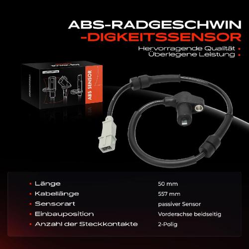 Frankberg 1x ABS Sensor Vorderachse beidseitig für Citroën ZX Break 1.1L 1.4L 1.6L 1.8L 1.9L 2.0L 1991-1998 Bild Frankberg 1x ABS Sensor Vorderachse beidseitig für Citroën ZX Break 1.1L 1.4L 1.6L 1.8L 1.9L 2.0L 1991-1998
