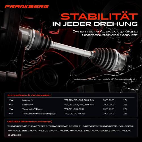 1x Antriebswelle Vorderachse Rechts für VW Multivan V Transporter V 2.5L 2003-2009 Bild 1x Antriebswelle Vorderachse Rechts für VW Multivan V Transporter V 2.5L 2003-2009