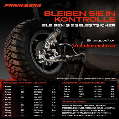 1x Querlenker Satz Vorderachse für Nissan Navara Pritsche/Fahrgestell NP300 Pick-up Xterra 2.4L Bj ab 1997 Bild 1x Querlenker Satz Vorderachse für Nissan Navara Pritsche/Fahrgestell NP300 Pick-up Xterra 2.4L Bj ab 1997