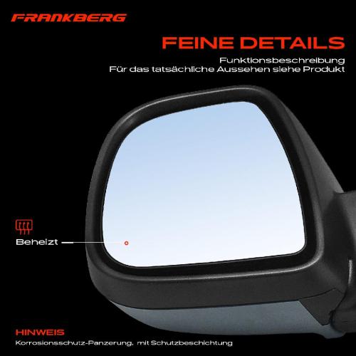 Frankberg 1x Außenspiegel Links für Citroën Berlingo B9 Peugeot Partner Tepee 2008-2024 Bild Frankberg 1x Außenspiegel Links für Citroën Berlingo B9 Peugeot Partner Tepee 2008-2024