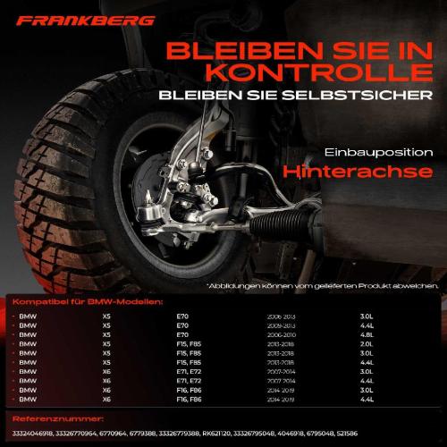 Frankberg 1x Querlenker Hinterachse für BMW X5 E70 F15 F85 X6 E71 E72 F16 F86 3.0L 4.8L 4.4L 2.0L 2006-2019 Bild Frankberg 1x Querlenker Hinterachse für BMW X5 E70 F15 F85 X6 E71 E72 F16 F86 3.0L 4.8L 4.4L 2.0L 2006-2019