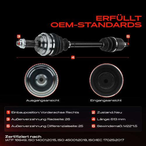 1x Antriebswelle Vorderachse Rechts für Honda Civic VII EM2 ES ET 2000-2005 Bild 1x Antriebswelle Vorderachse Rechts für Honda Civic VII EM2 ES ET 2000-2005