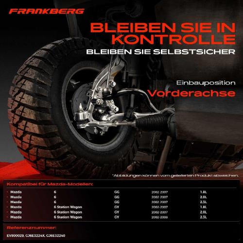 Frankberg 2x Spurstange Vorderachse für Mazda 6 Hatchback Station Wagon Stufenheck 1.8L 2.0L 2.3L 2002-2008 Bild Frankberg 2x Spurstange Vorderachse für Mazda 6 Hatchback Station Wagon Stufenheck 1.8L 2.0L 2.3L 2002-2008