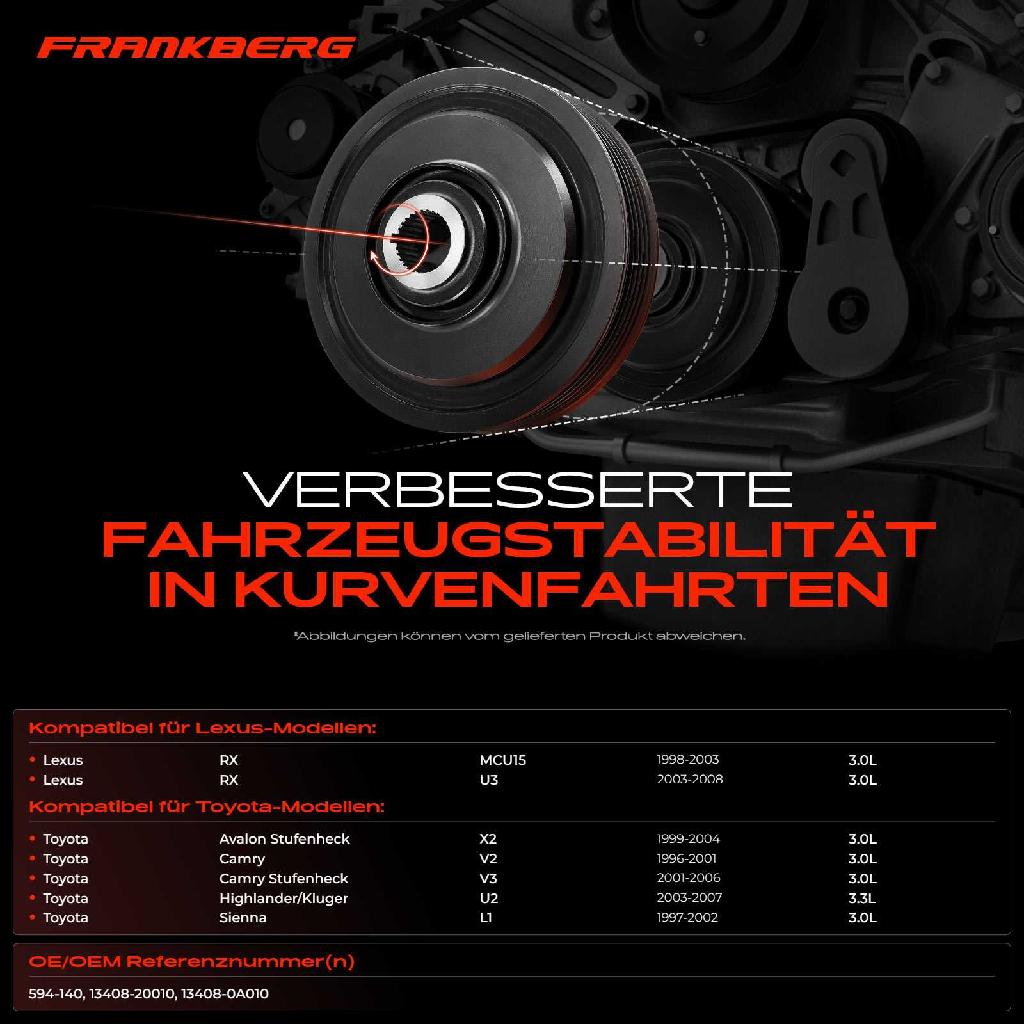 1x Riemenscheibe Kurbelwelle für Lexus RX MCU15 U3 Toyota Avalon MCX2 Camry V2 V3