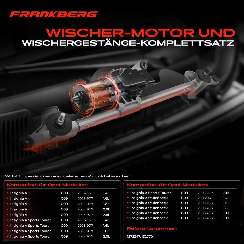Frankberg 1x Wischerarm Scheibenwischer Vorne für Opel Insignia A Sports Tourer Stufenheck G09